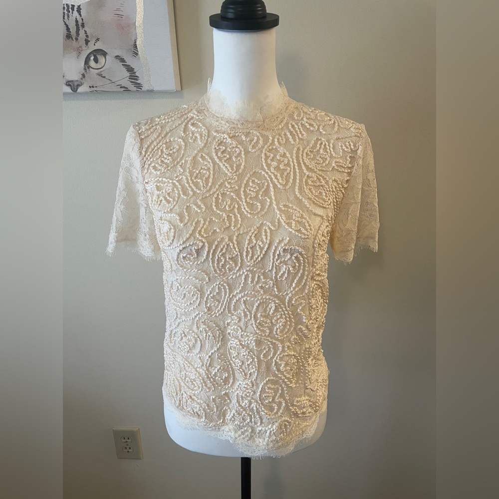NWT Anne Klein Lace Full Zip Blouse
